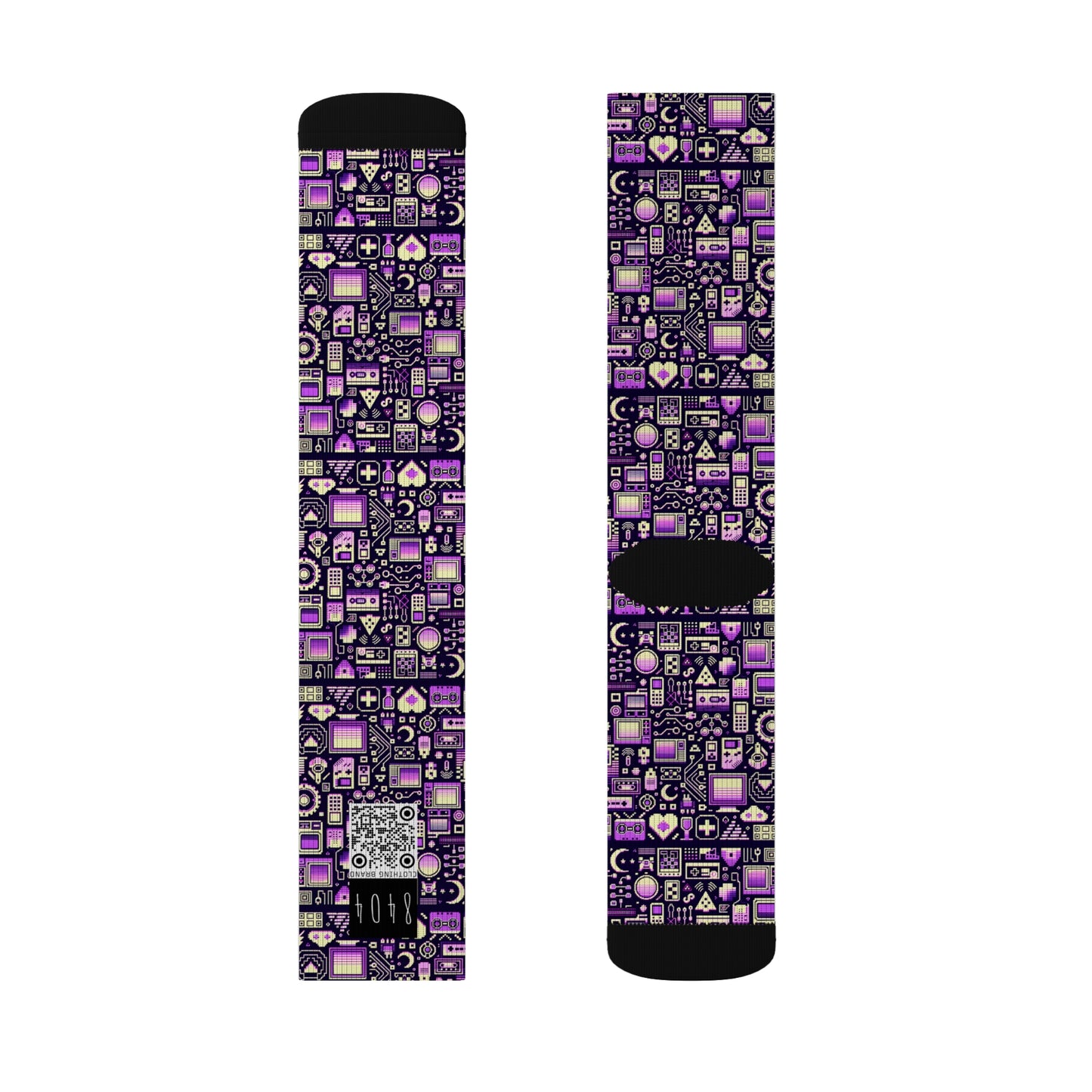 Digital Nostalgia Remix Modern Vintage Fusion Sublimation Socks - 8404 Design-54