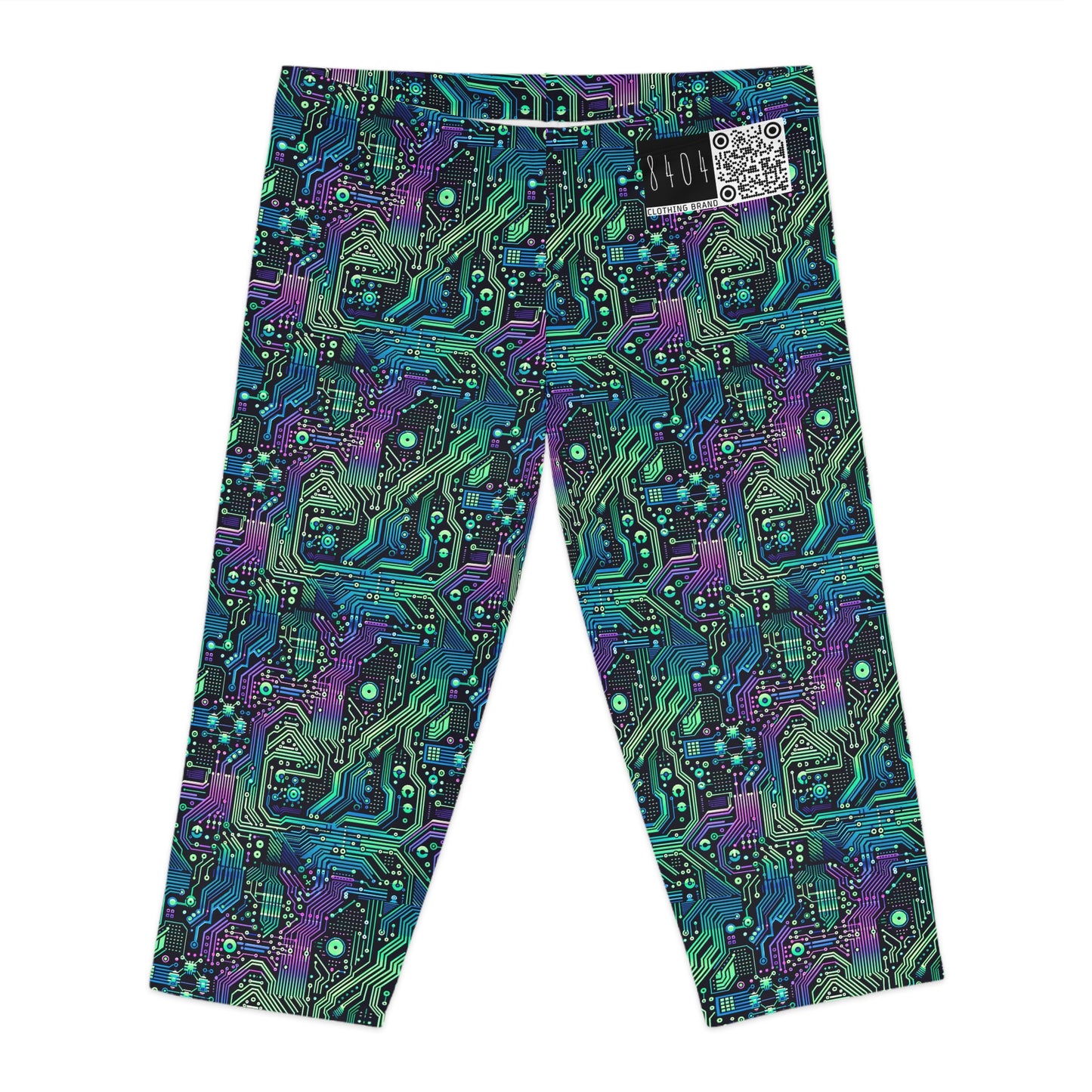 Tech-Infused Neon Tech-Forward Streetwear Women's Capri Leggings - 8404 Design-66