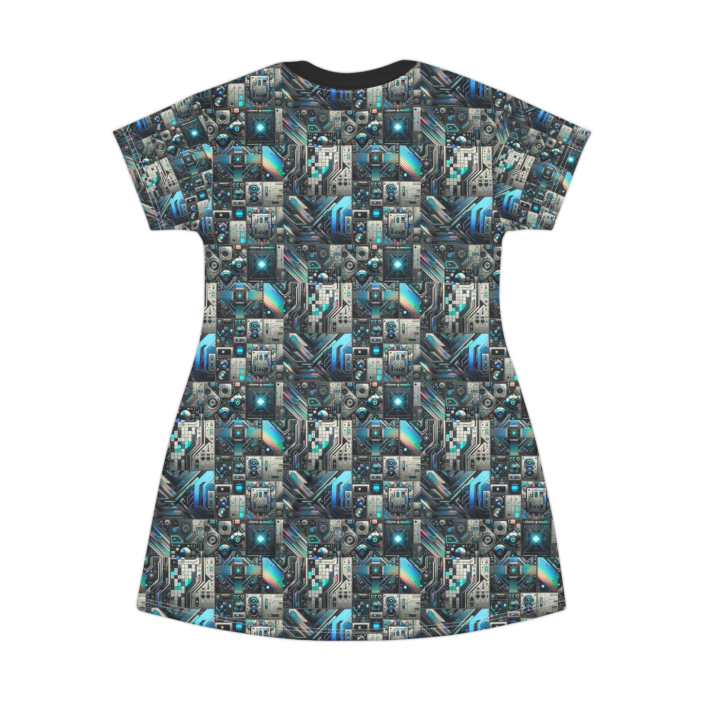 Tech-Infused Futurism Sleek Tech Edge T-Shirt Dress - 8404 Design-48