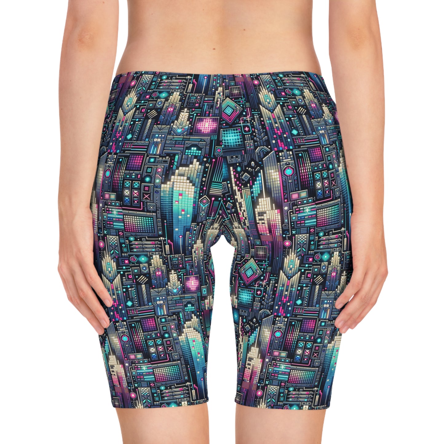 Digital Renaissance Tech-Forward Maximalism Women's Bike Shorts - 8404 Design-56