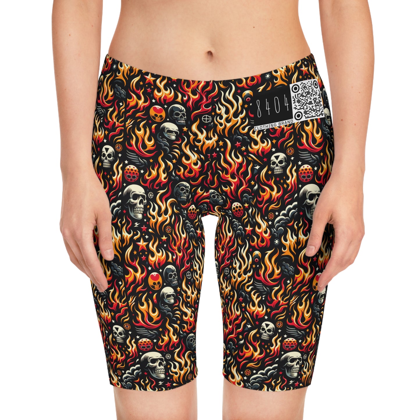 Flame Graphics Maximalist Streetwear Women's Bike Shorts - 8404 Design-76