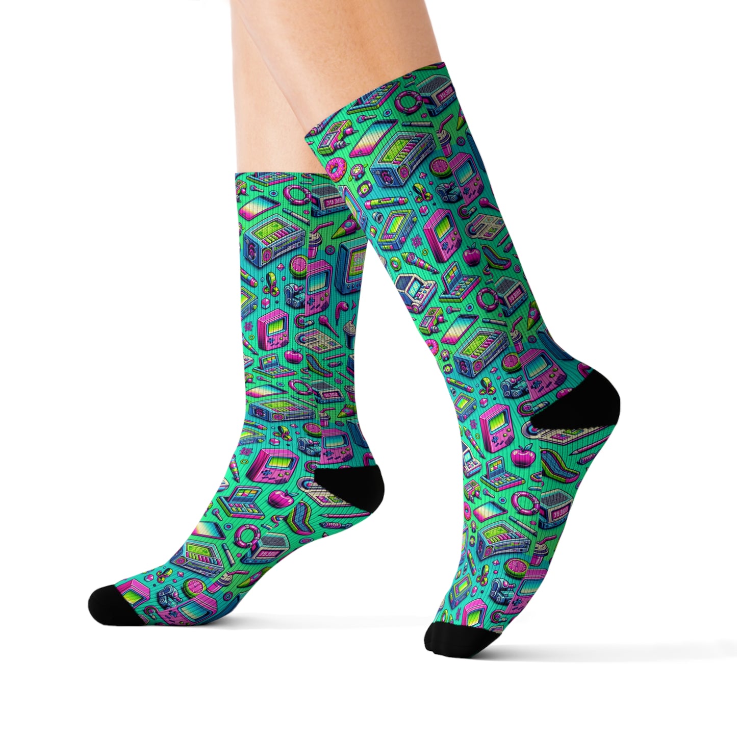 Y2k Revival Nostalgic Futurism Sublimation Socks - 8404 Design-48