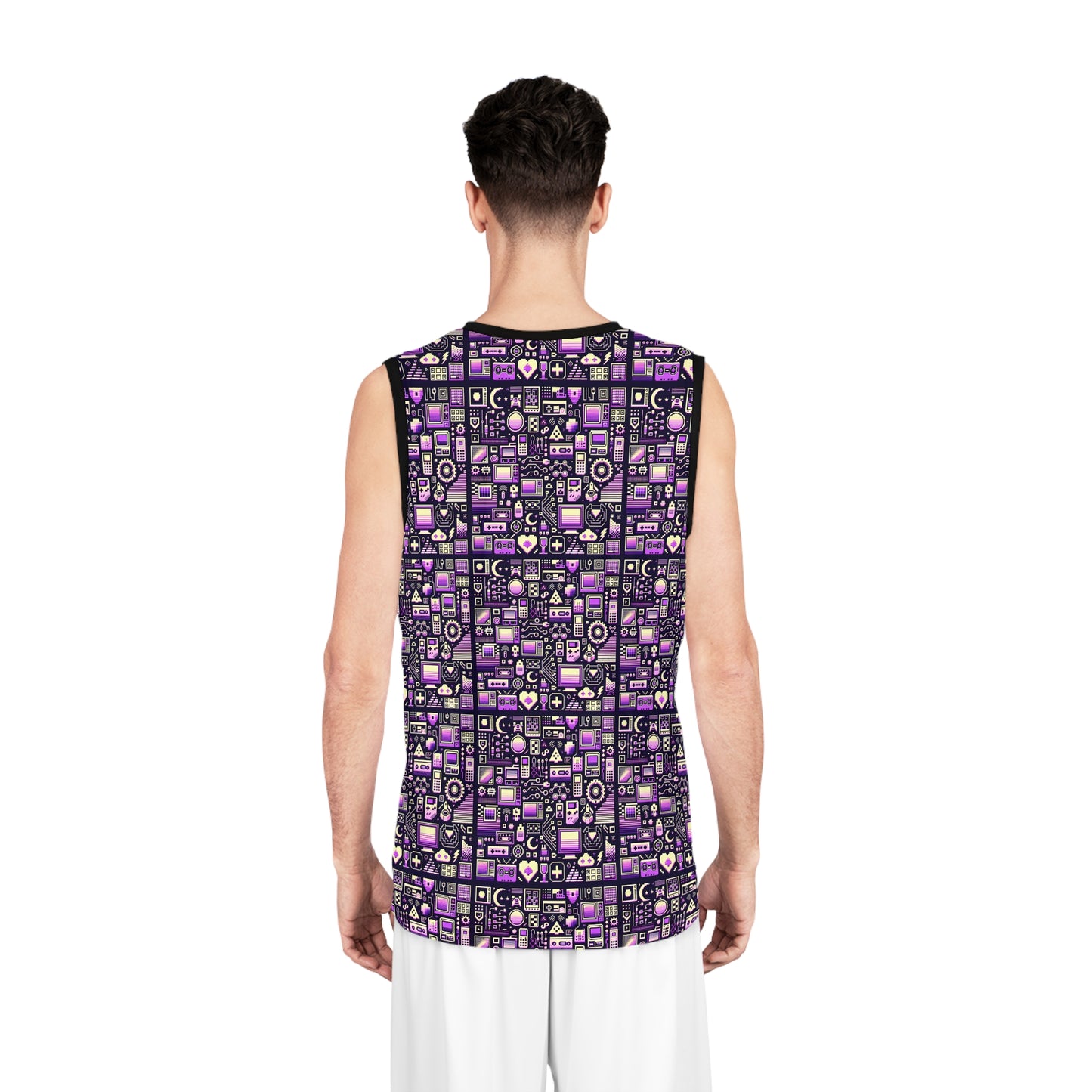 Digital Nostalgia Remix Modern Vintage Fusion Basketball Jersey - 8404 Design-54