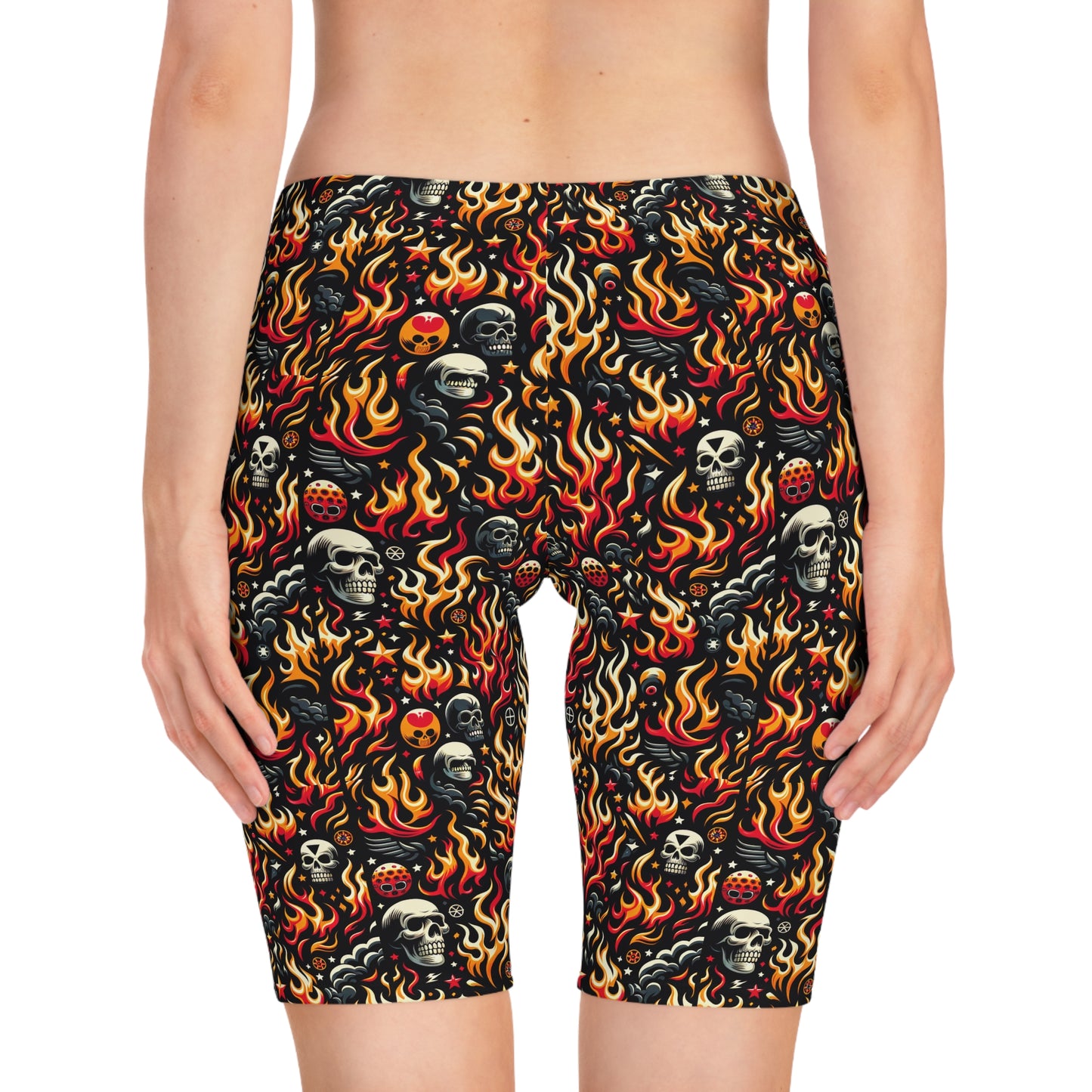 Flame Graphics Maximalist Streetwear Women's Bike Shorts - 8404 Design-76