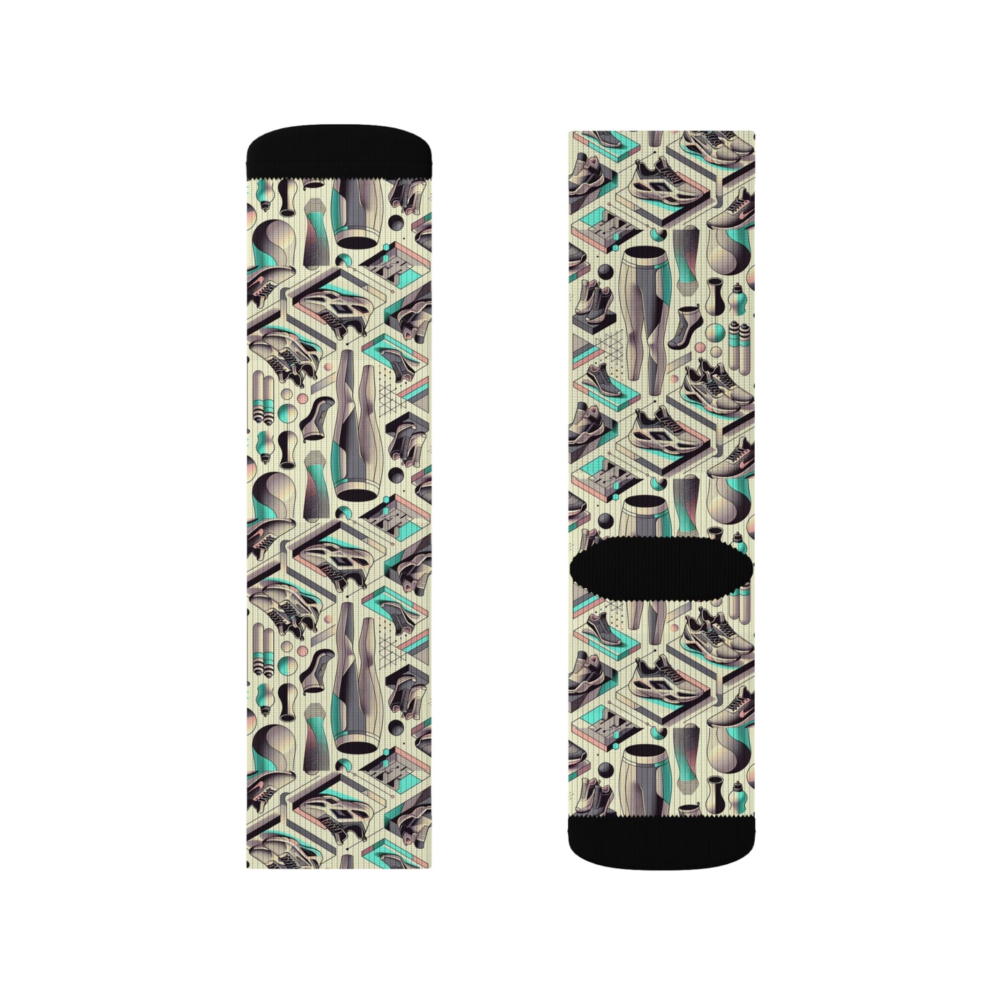 Tech-Infused Athleisure Futuristic Athletic Tech Sublimation Socks - 8404 Design-44