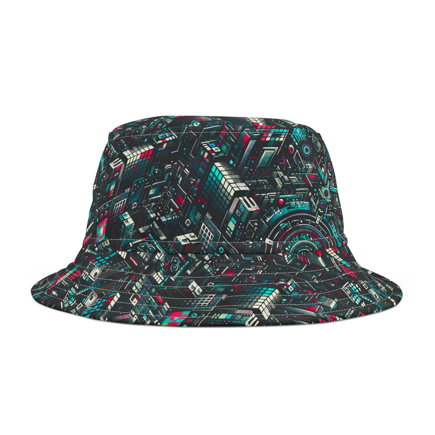Digital Rebellion Tech-Inspired Streetwear Bucket Hat - 8404 Design-54