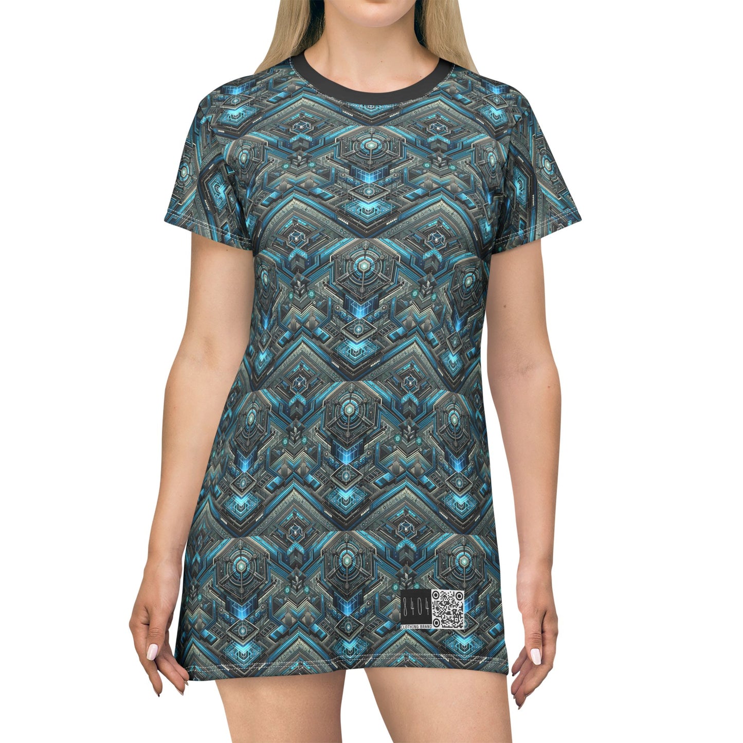 Tech-Infused Futurism Sleek Tech Edge T-Shirt Dress - 8404 Design-49