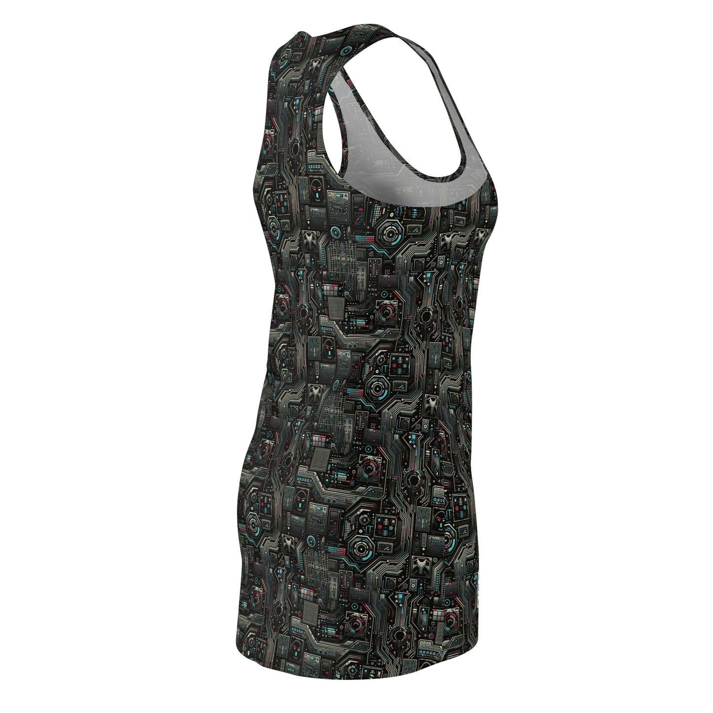 Tech Noir Aesthetics Sleek Tech Streetwear Women's Cut & Sew Racerback Dress - 8404 Design-52