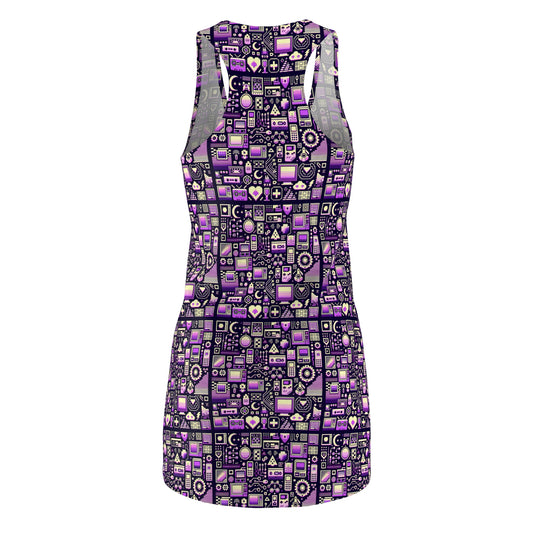 Digital Nostalgia Remix Modern Vintage Fusion Women's Cut & Sew Racerback Dress - 8404 Design-54