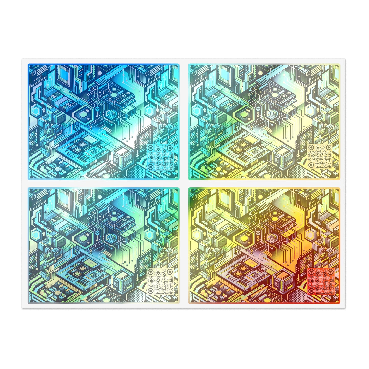 Tech-Infused Neon Tech-Forward Streetwear Sticker Sheets - 8404 Design-38