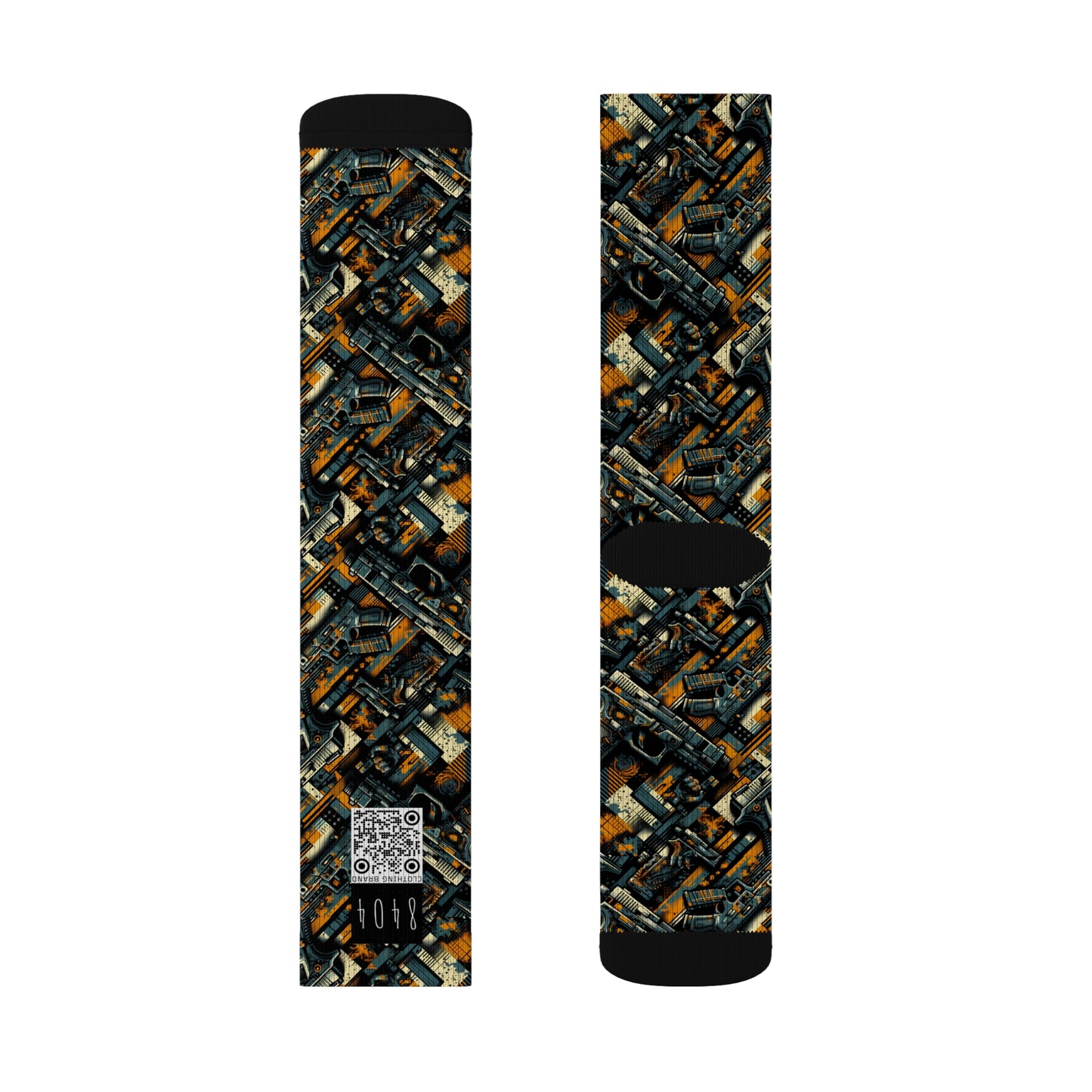 Digital Punk Futuristic Grunge Sublimation Socks - 8404 Design-47