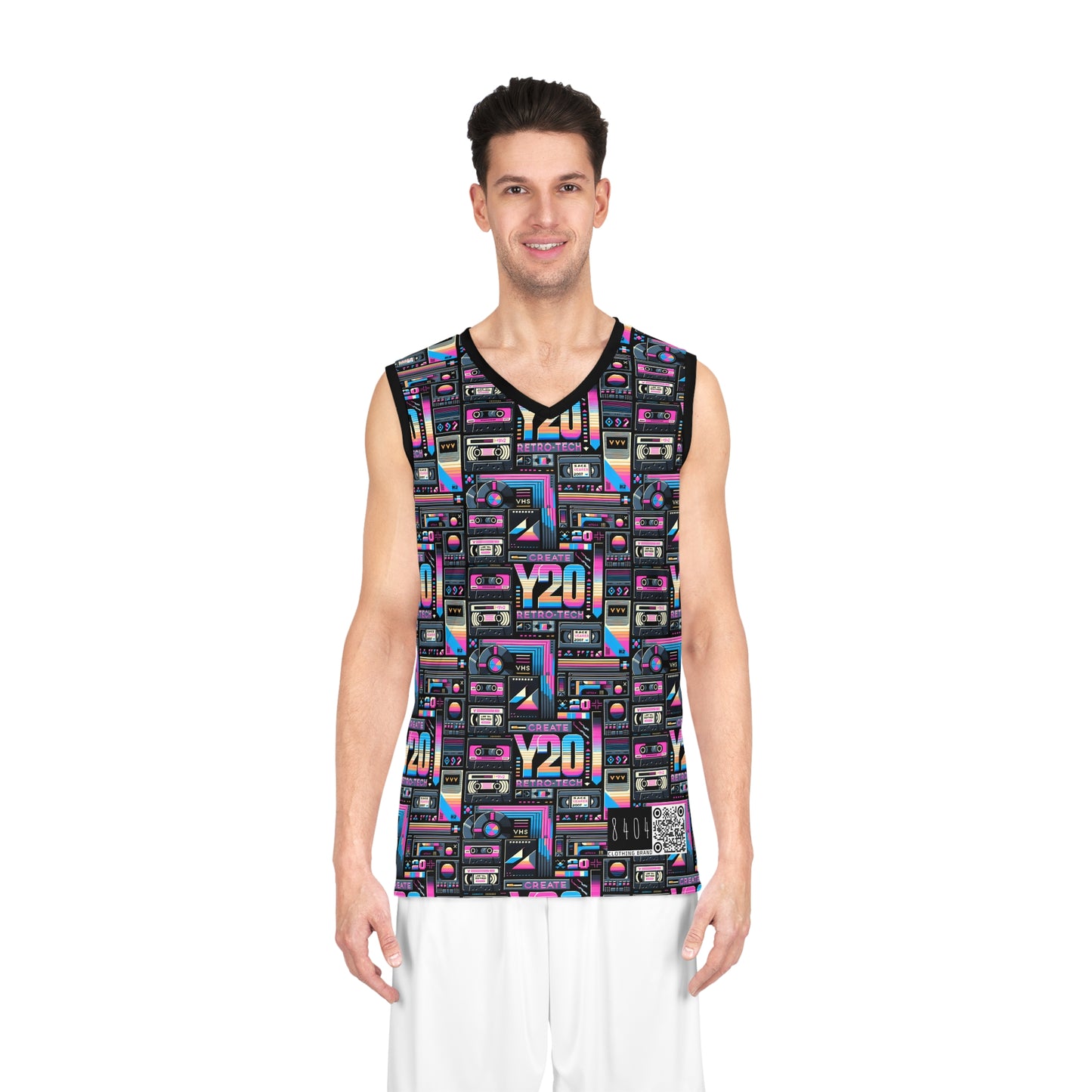 Digital Nostalgia Tech-Inspired Retro Fusion Basketball Jersey - 8404 Design-65