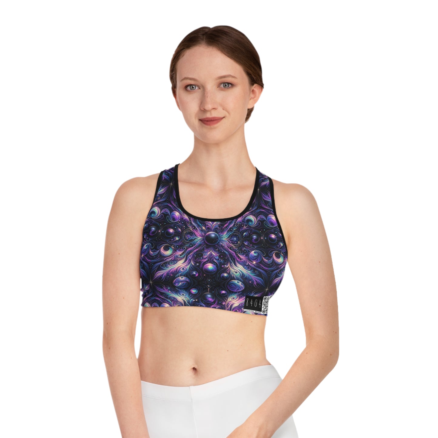 Galactic Hues Tech-Forward Cosmic Fusion Sports Bra - 8404 Design-41