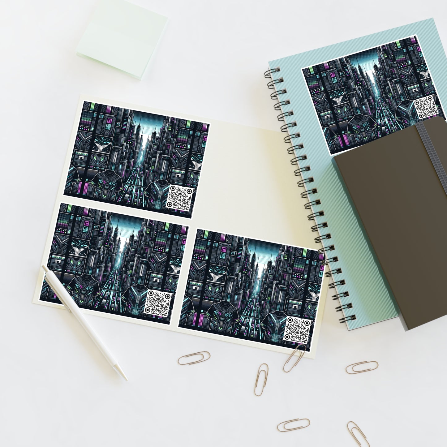 Tech Noir Aesthetics Sleek Tech Streetwear Sticker Sheets - 8404 Design-43