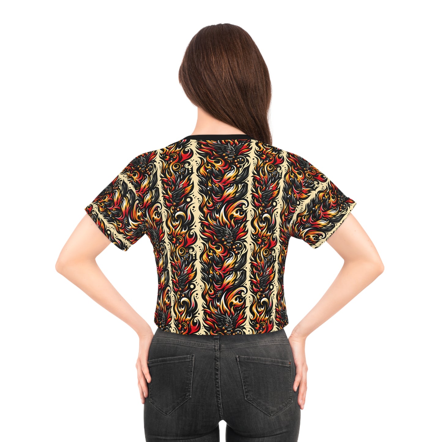 Flame Graphics Maximalist Streetwear Crop Tee - 8404 Design-65