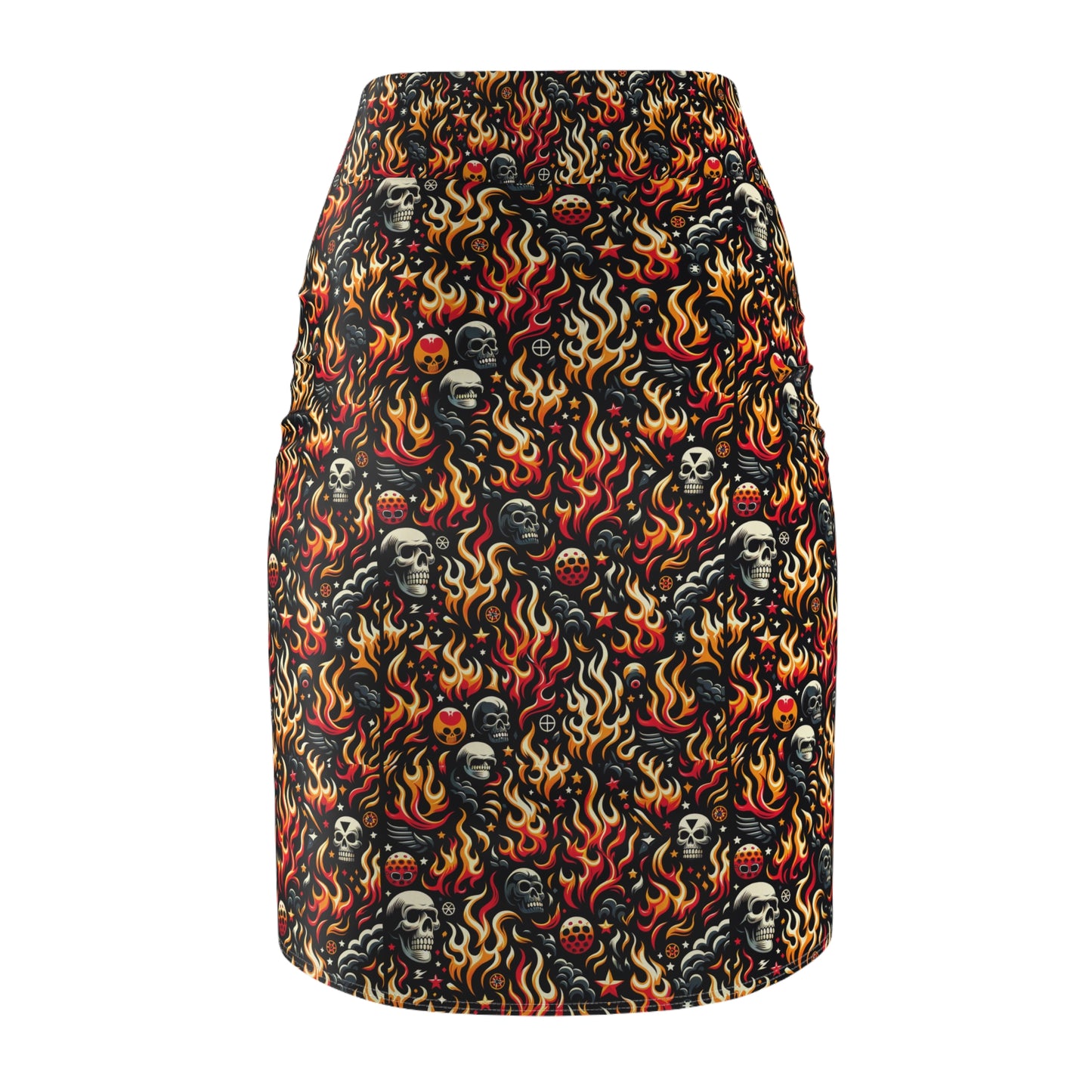 Flame Graphics Maximalist Streetwear Women's Pencil Skirt - 8404 Design-76