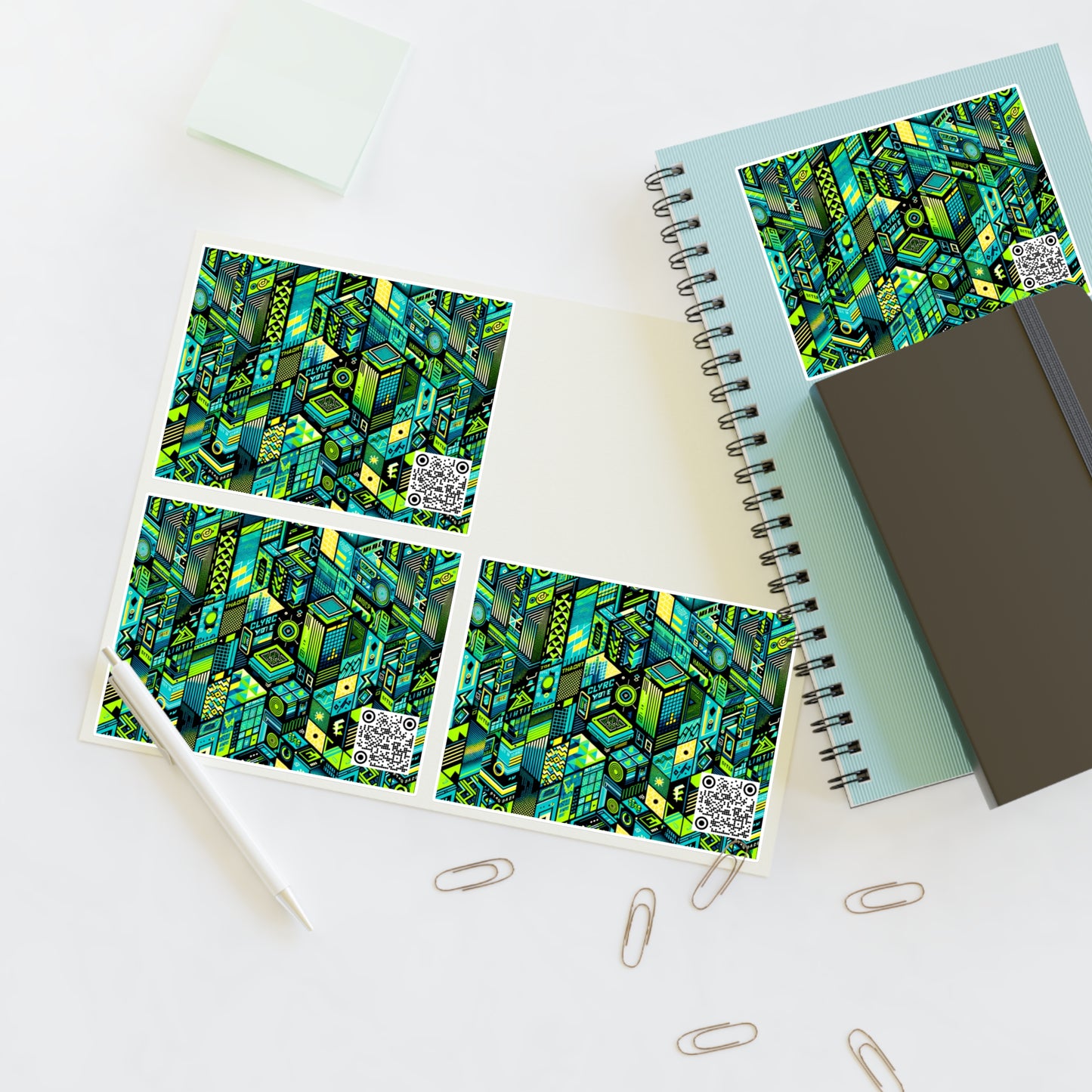 Tech-Infused Neon Tech-Forward Streetwear Sticker Sheets - 8404 Design-61