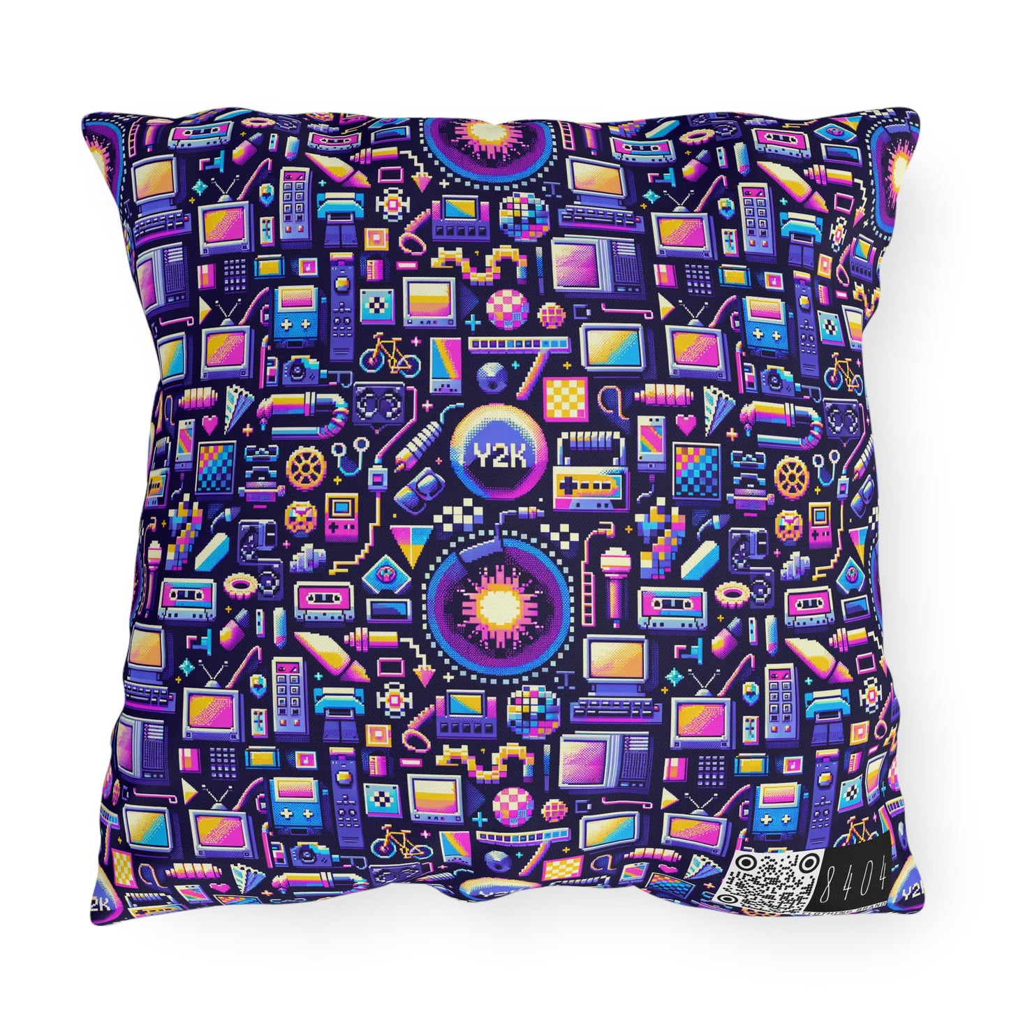Digital Nostalgia Modern Retro Fusion Outdoor Pillow - 8404 Design-64