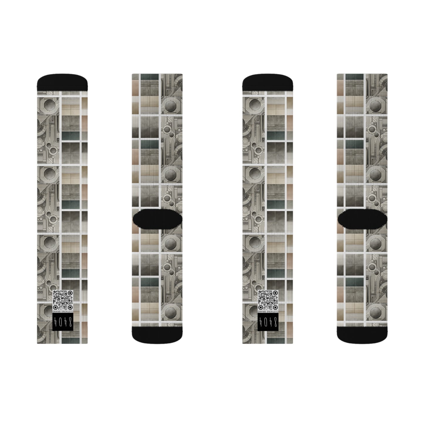 Tech Utility Chic Tech-Forward Minimalist Sublimation Socks - 8404 Design-59