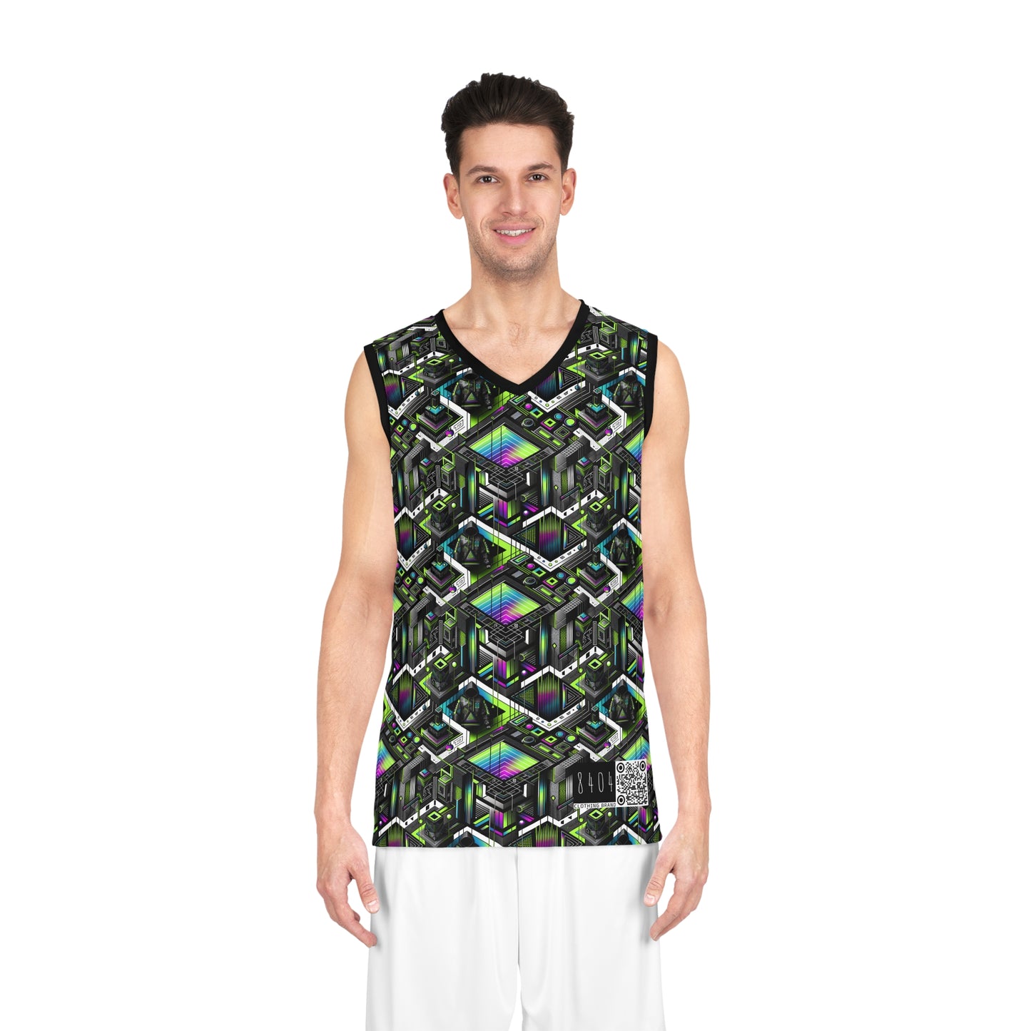 Retro Futurism Graphics Tech-Forward Streetwear Basketball Jersey - 8404 Design-52