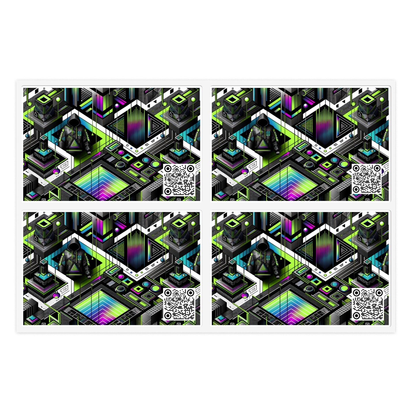 Retro Futurism Graphics Tech-Forward Streetwear Sticker Sheets - 8404 Design-52