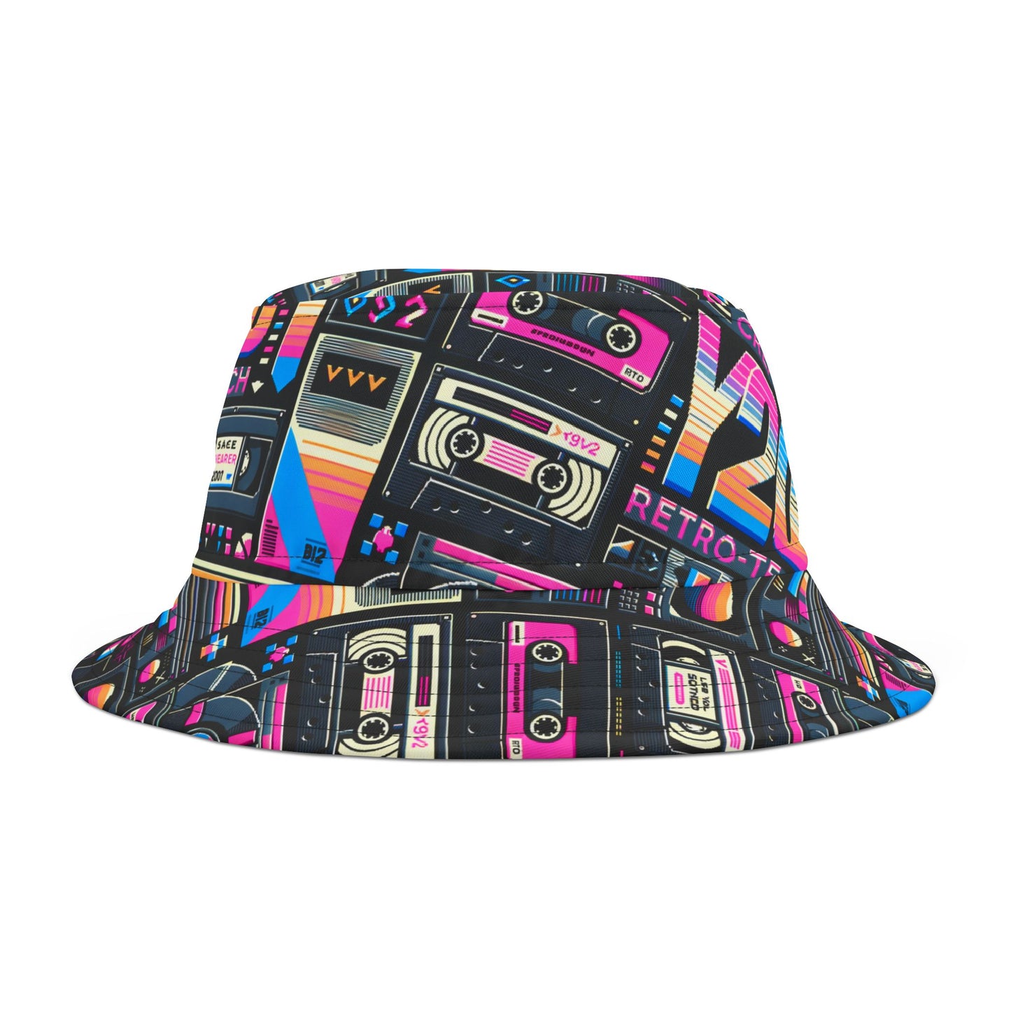 Digital Nostalgia Tech-Inspired Retro Fusion Bucket Hat - 8404 Design-65
