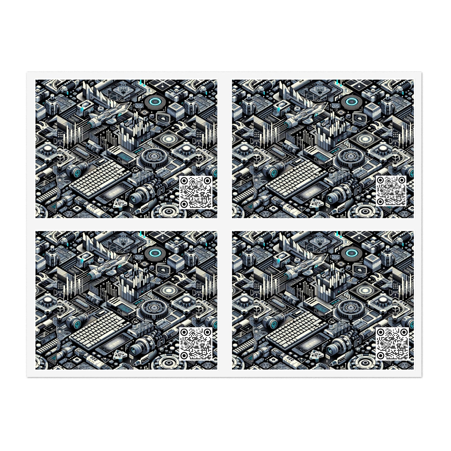 Tech-Infused Athleisure Tech-Forward Streetwear Sticker Sheets - 8404 Design-53