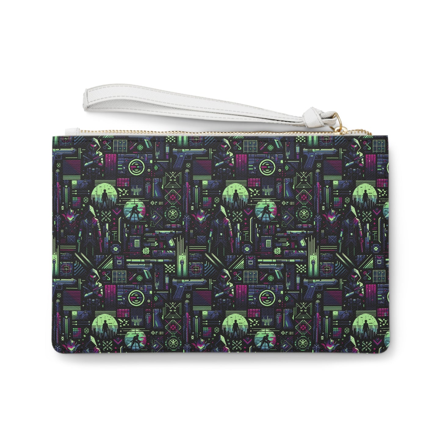 Tech Noir Futuristic Cyberpunk Clutch Bag - 8404 Design-63