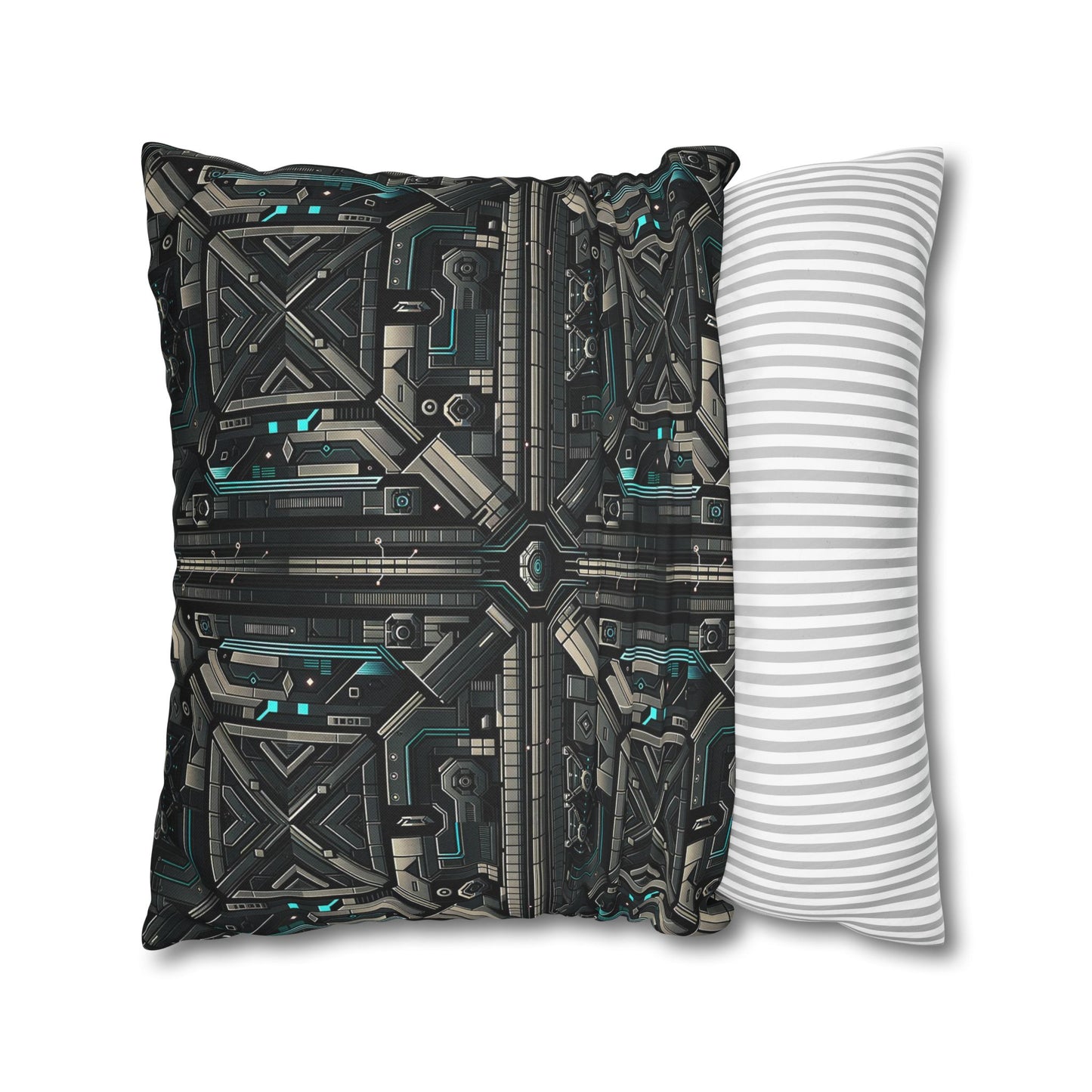 Tech Noir Futuristic Tech Aesthetic with a Dark Twist Spun Polyester Square Pillowcase - 8404 Design-59