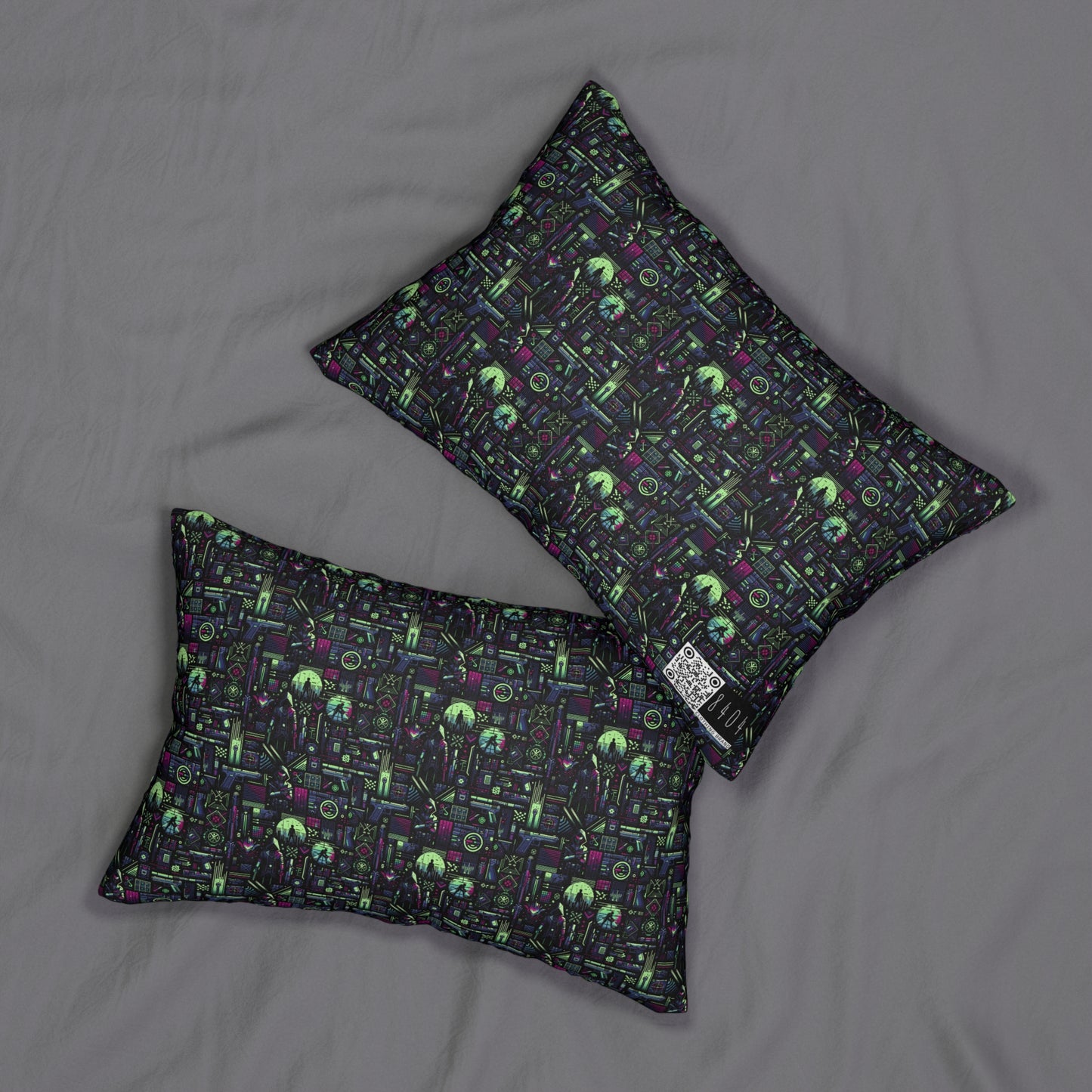 Tech Noir Futuristic Cyberpunk Spun Polyester Lumbar Pillow - 8404 Design-63 S
