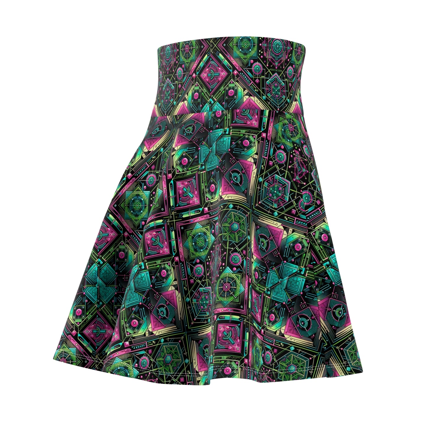 Tech-Infused Graphics Tech-Forward Streetwear Women's Skater Skirt - 8404 Design-45