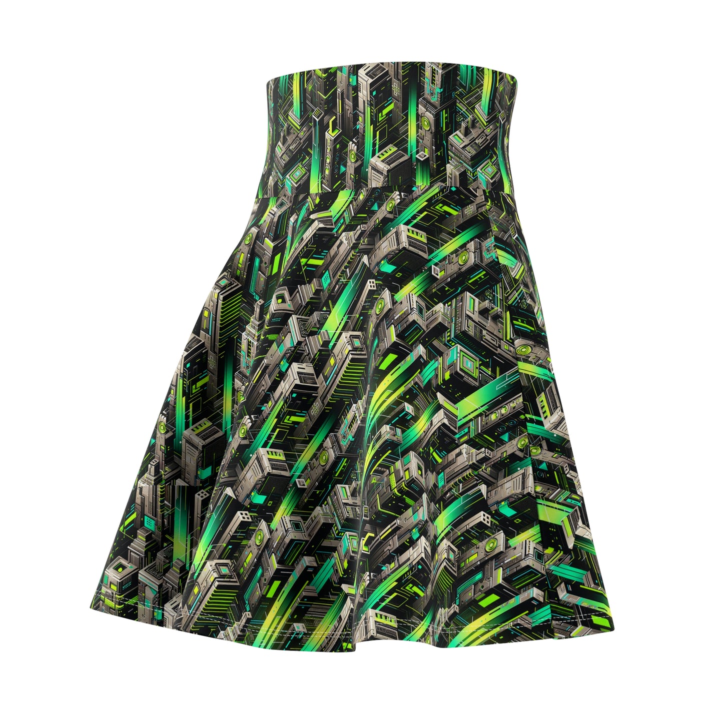 Digital Rebellion Tech-Forward Streetwear Women's Skater Skirt - 8404 Design-63