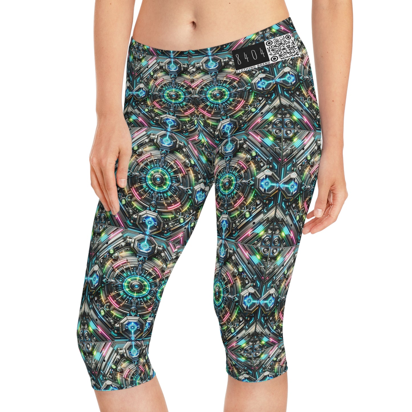 Tech-Infused Futurism Futuristic Tech Women's Capri Leggings - 8404 Design-53