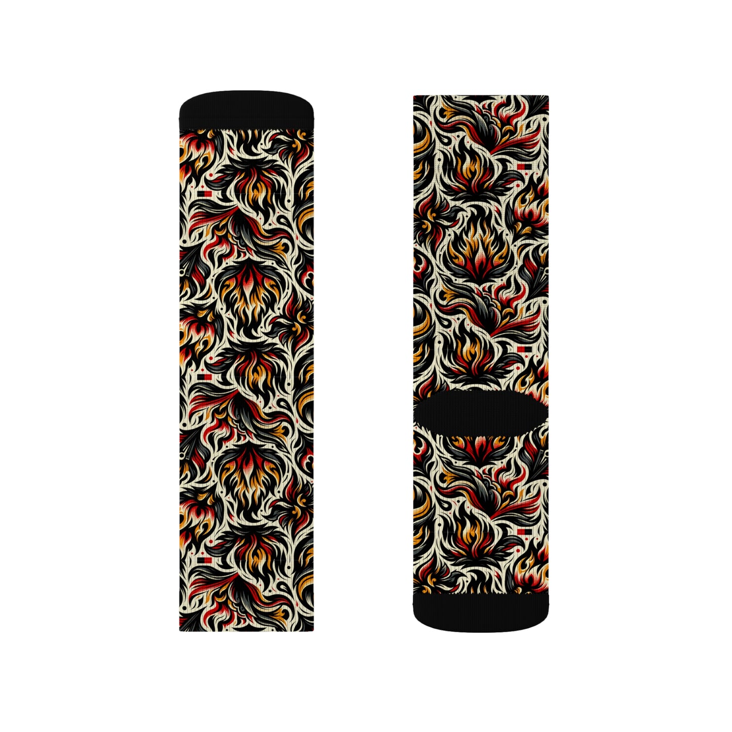 Fire & Flames Bold Streetwear Statement Sublimation Socks - 8404 Design-57