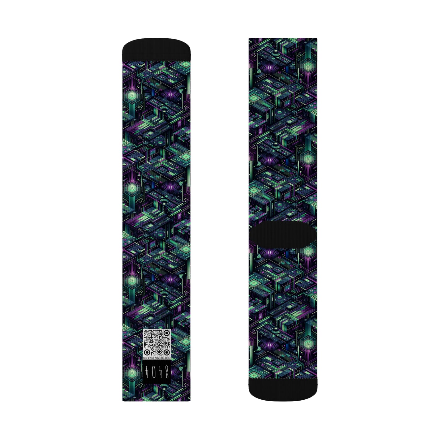 Tech Noir Aesthetics Tech-Forward Urban Dystopia Sublimation Socks - 8404 Design-43