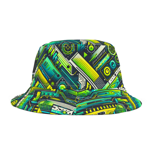 Tech-Infused Neon Tech-Forward Streetwear Bucket Hat - 8404 Design-52