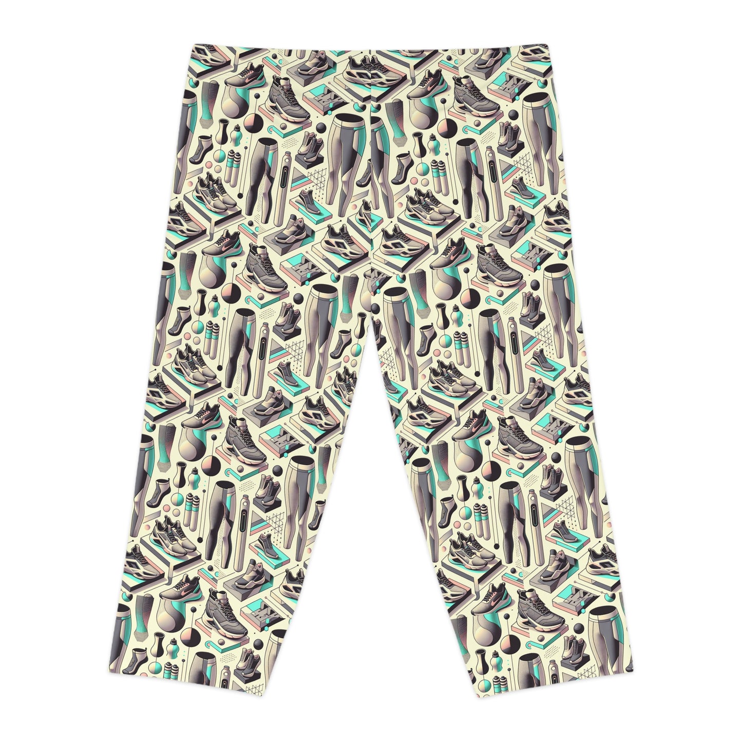 Tech-Infused Athleisure Futuristic Athletic Tech Women's Capri Leggings - 8404 Design-44