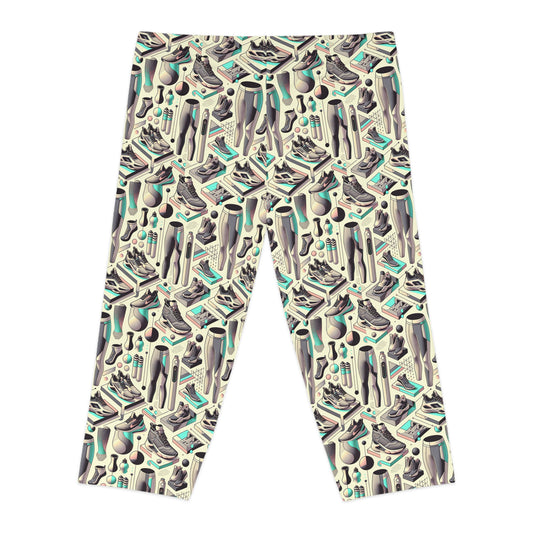 Tech-Infused Athleisure Futuristic Athletic Tech Women's Capri Leggings - 8404 Design-44