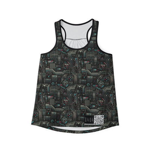 Tech Noir Aesthetics Sleek Tech Streetwear Women's Tank Top - 8404 Design-52