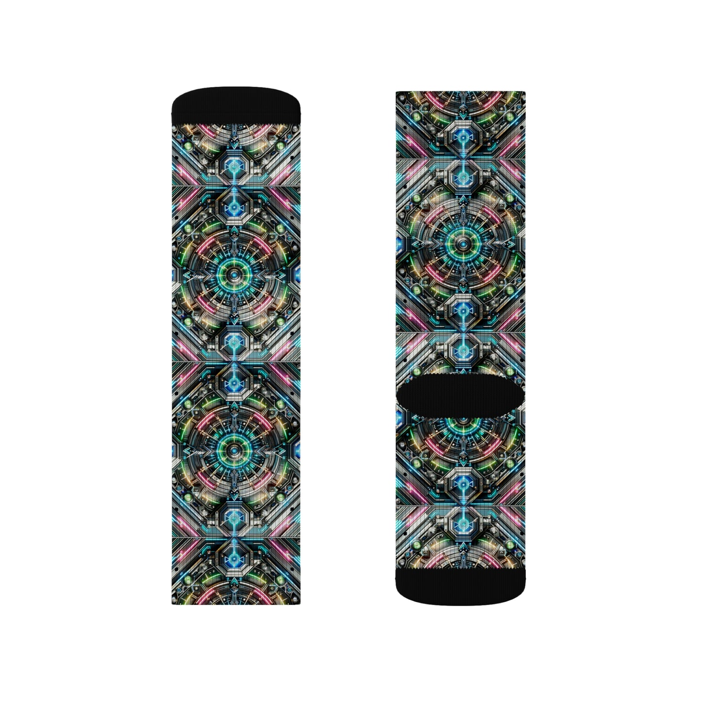 Tech-Infused Futurism Futuristic Tech Sublimation Socks - 8404 Design-53