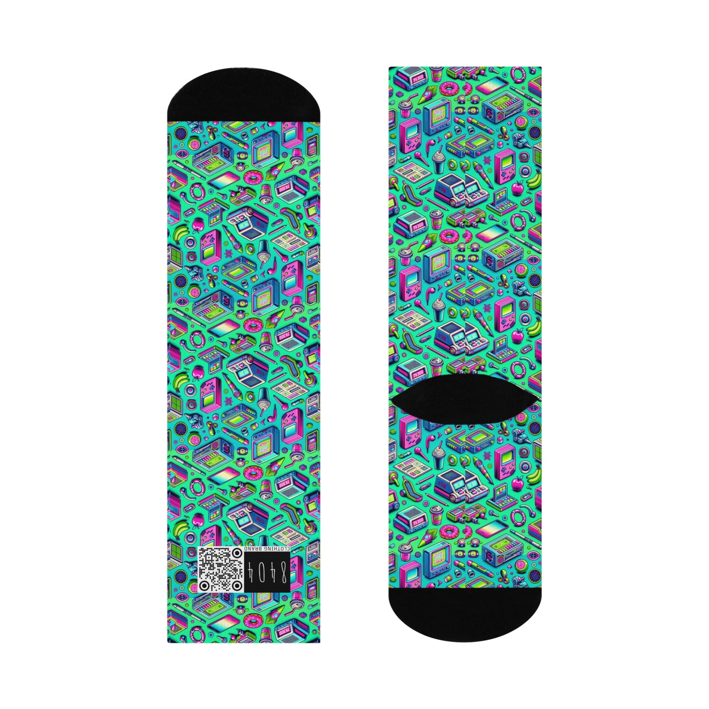 Y2k Revival Nostalgic Futurism Cushioned Crew Socks - 8404 Design-48