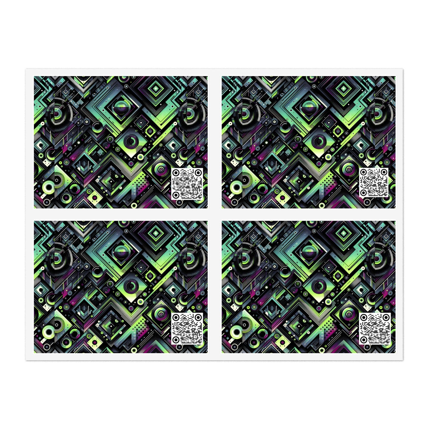 Tech-Tonal Graphics Tech-Forward Streetwear Sticker Sheets - 8404 Design-62