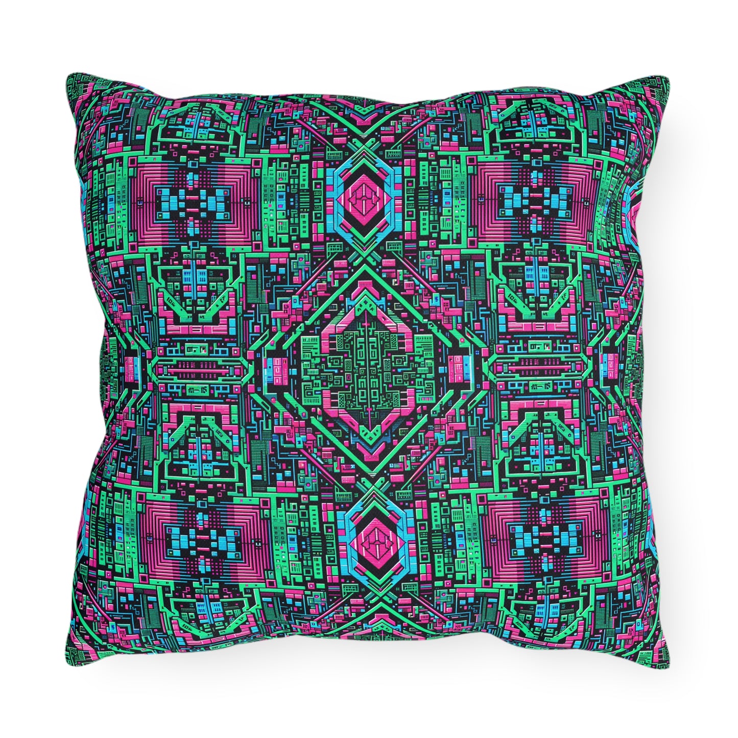 Digital Glitch Vibes Tech-Inspired Streetwear Outdoor Pillow - 8404 Design-71