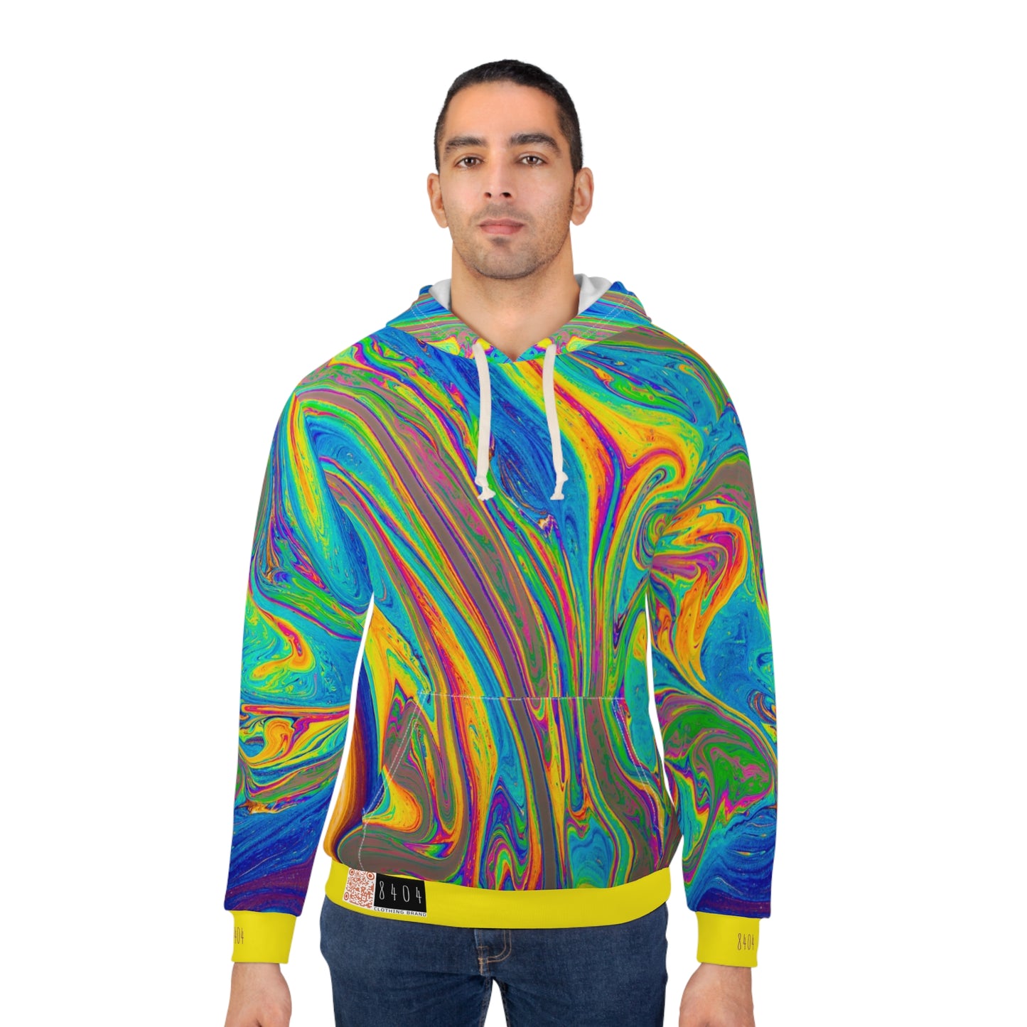 8404's Unisex Adult "flowing Colors in Yellow" Fashion Pullover Hoodie