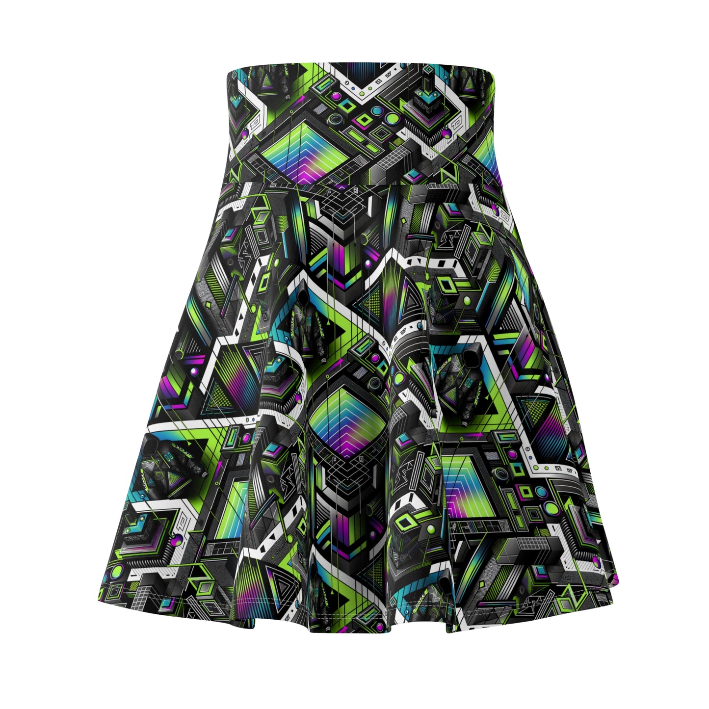 Retro Futurism Graphics Tech-Forward Streetwear Women's Skater Skirt - 8404 Design-52