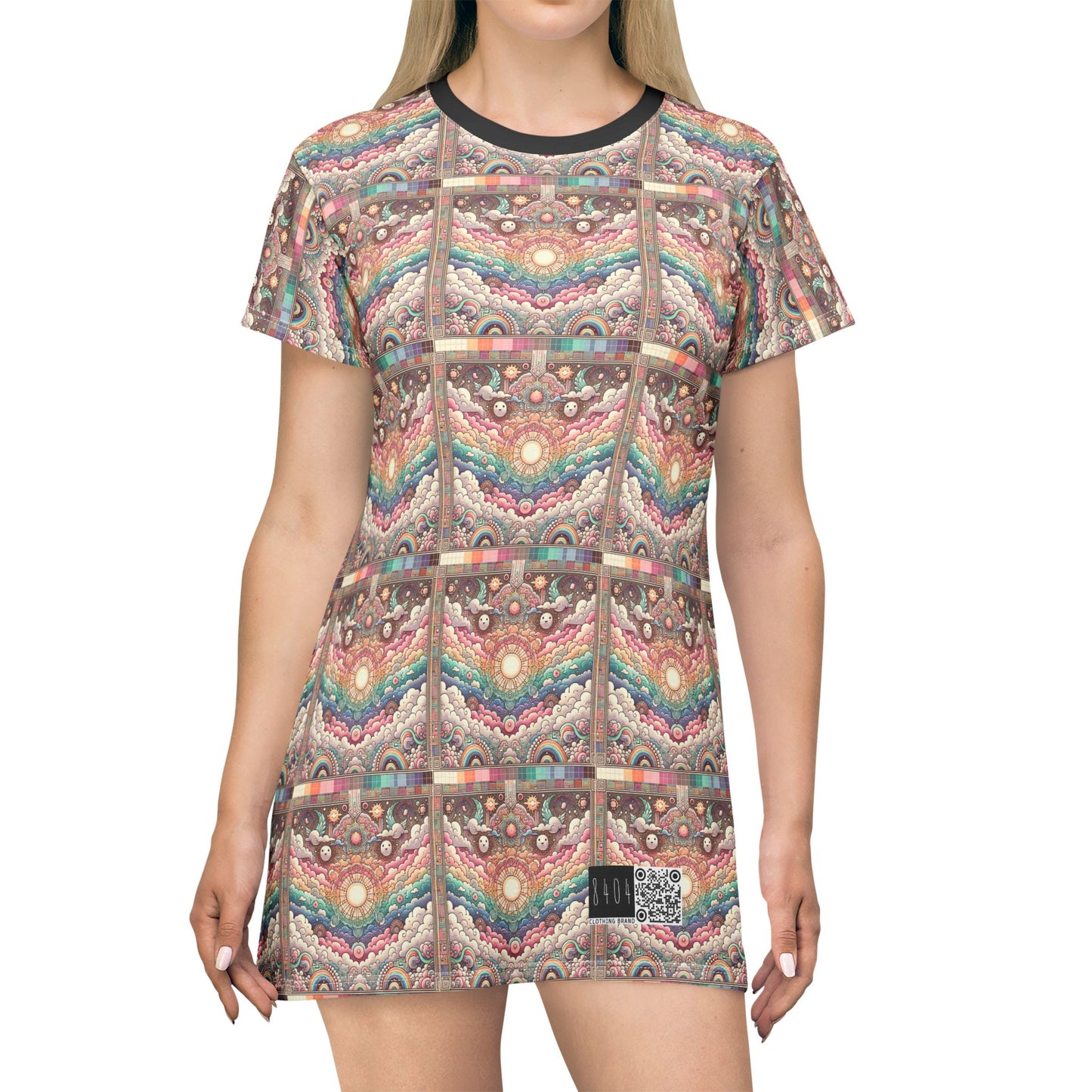 Digital Dreamland Whimsical and Nostalgic Streetwear With a Digital Twist T-Shirt Dress - 8404 Design-56