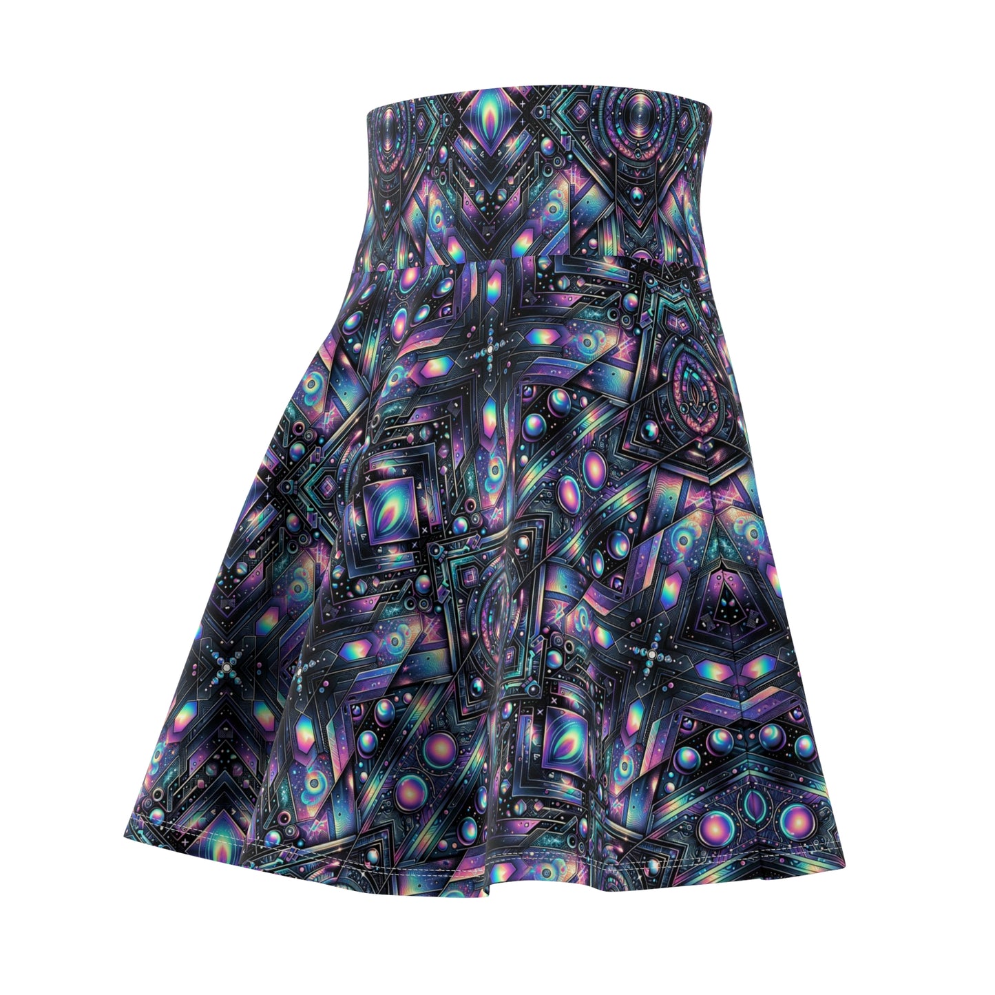 Galactic Hues Tech-Forward Cosmic Fusion Women's Skater Skirt - 8404 Design-58