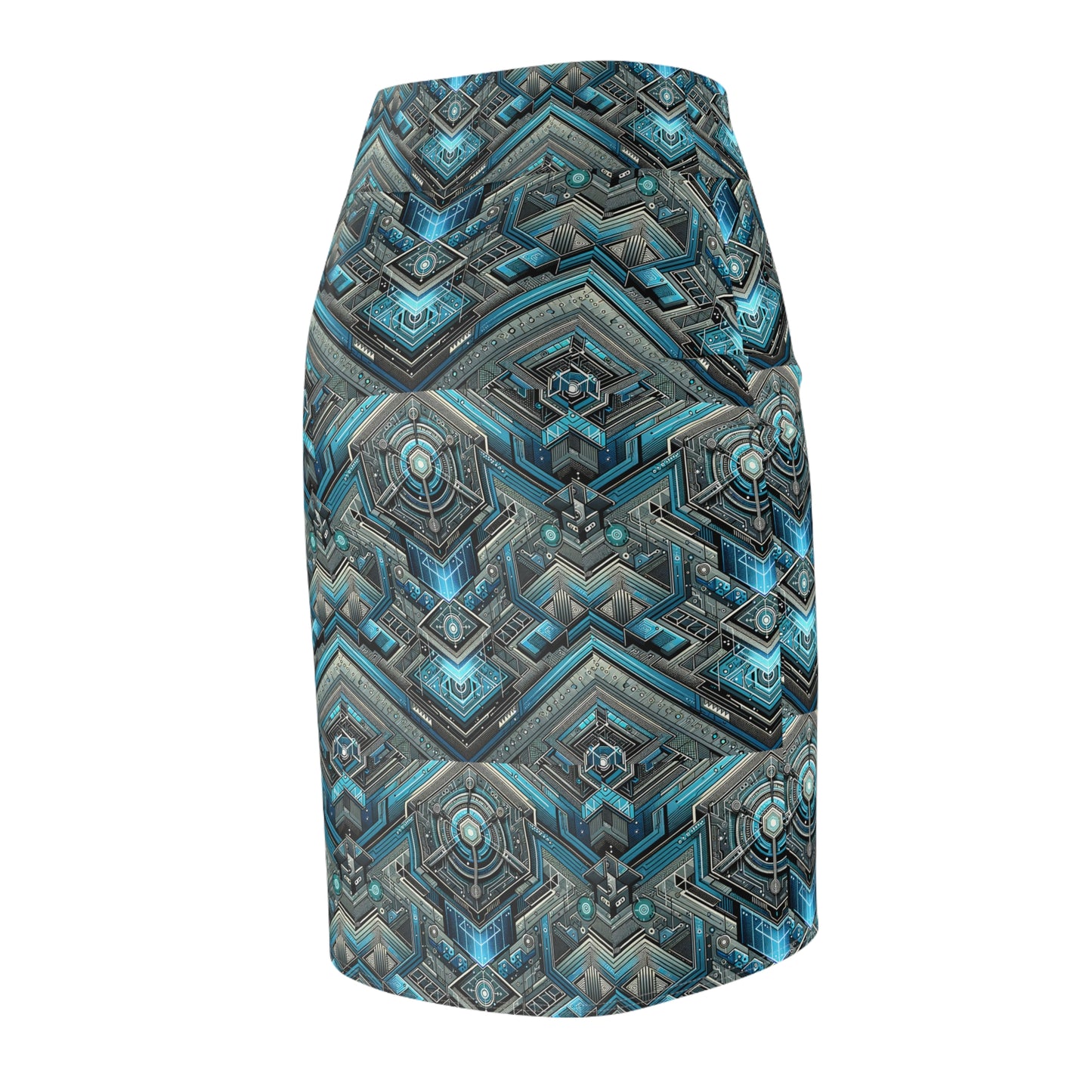 Tech-Infused Futurism Sleek Tech Edge Women's Pencil Skirt - 8404 Design-49