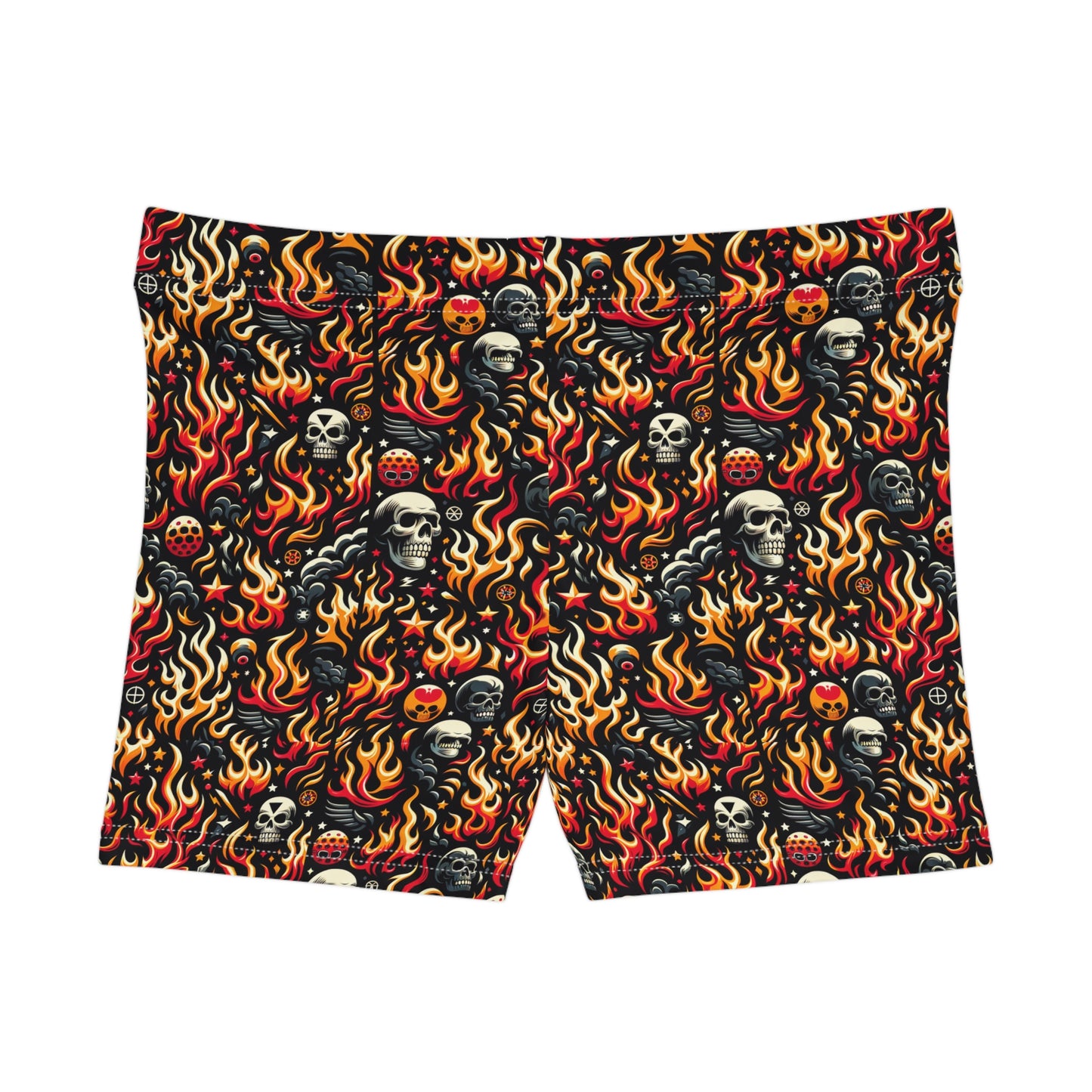 Flame Graphics Maximalist Streetwear Women's Shorts - 8404 Design-76