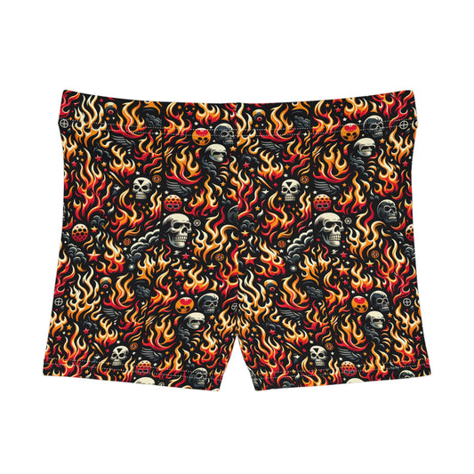 Flame Graphics Maximalist Streetwear Women's Shorts - 8404 Design-76